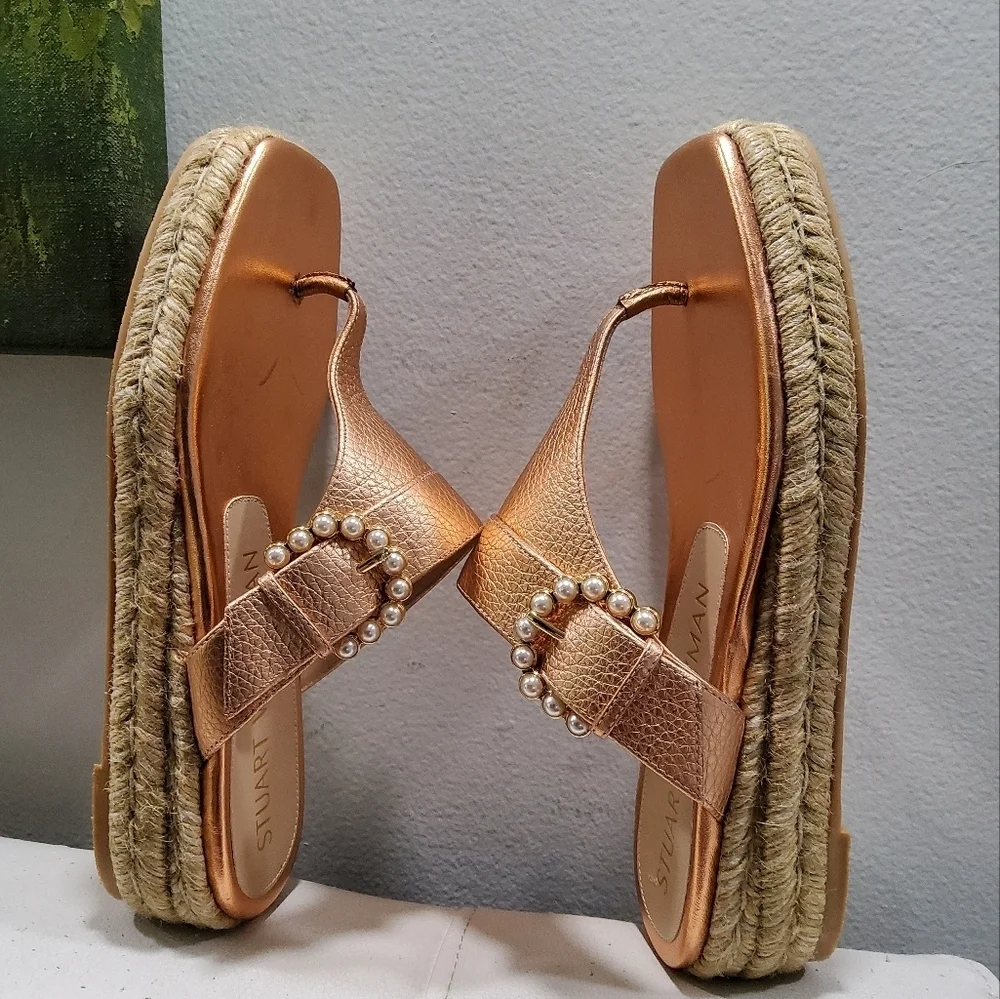 Stuart Weitzman Pearl Buckle Espadrilles Size 6,5